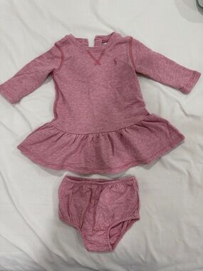 Ralph Lauren Heathered Rose Pink Baby Sweatshirt Dress
